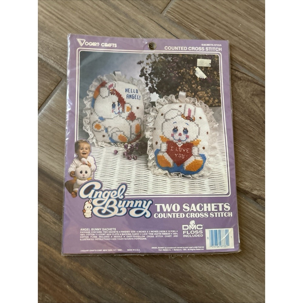 Vogart Crafts Angel Bunny Sachet 9733A Counted Cross Stitch Kit
